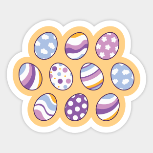 Egg Pattern | Purple Orange | Stripes Clouds Flowers Dots | Light Orange Sticker